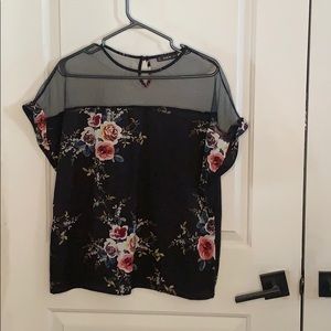 Sheer black floral shirt